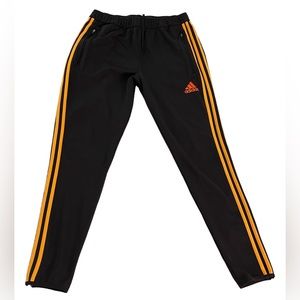 Adidas Joggers Track Pants Grey Orange 3 Stripes Logo Large